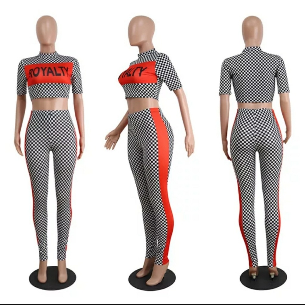2 piece Royalty pants set *BLACK, WHITE, AND RED*